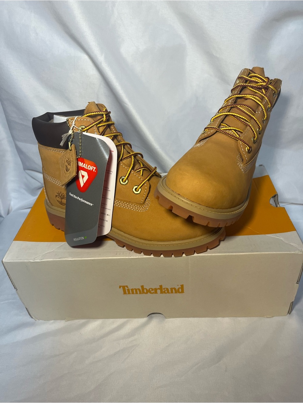 Timberland Premium Waterproof 6-Inch Boots Boys Youth Size 2 Wheat Nubuck New